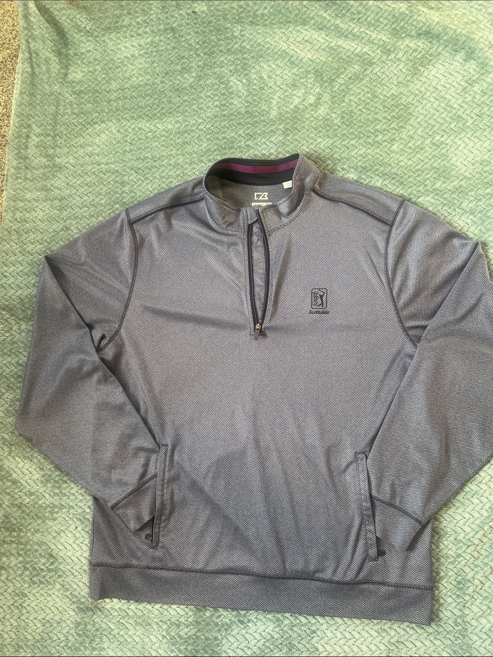 Cutter & Buck Heathered Violet Quarter-Zip Pullover TPC Sawgrass Logo